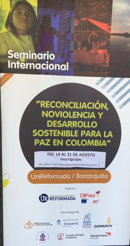Barranquilla Afiche seminario 1 DiPaz y la CUR organizan II Seminario Internacional sobre Reconciliación, Noviolencia y Desarrollo Sostenible por la Paz de Colombia